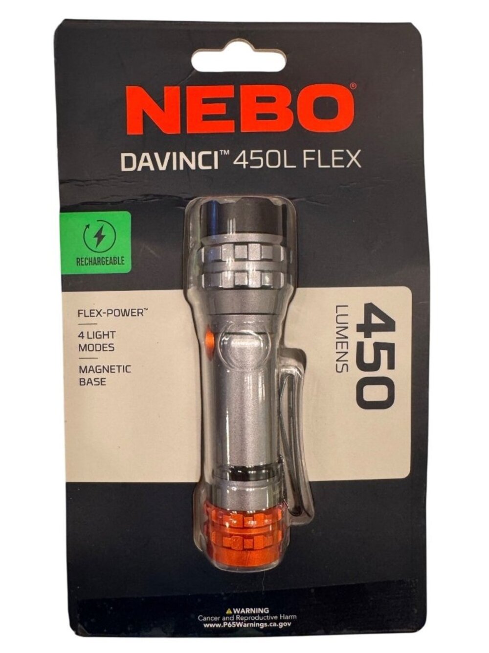 Nebo Davinci 450 Lumens Flex Rechargeable/ Battery NWB Flash Light